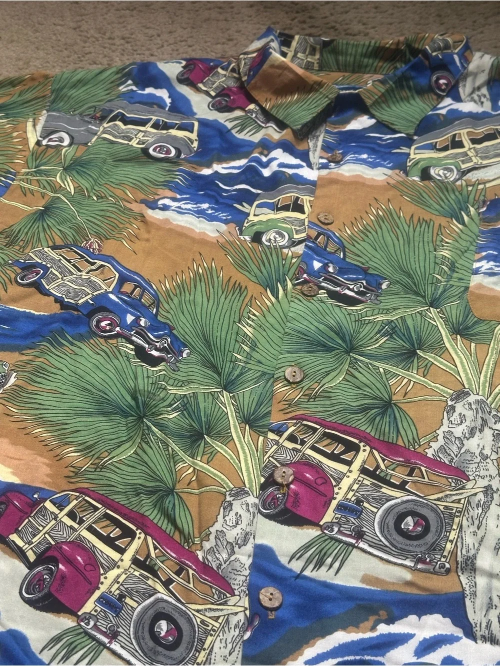 Tropical Print Short-Sleeve Shirt - PACIFIC BLUE USA brand  2XL